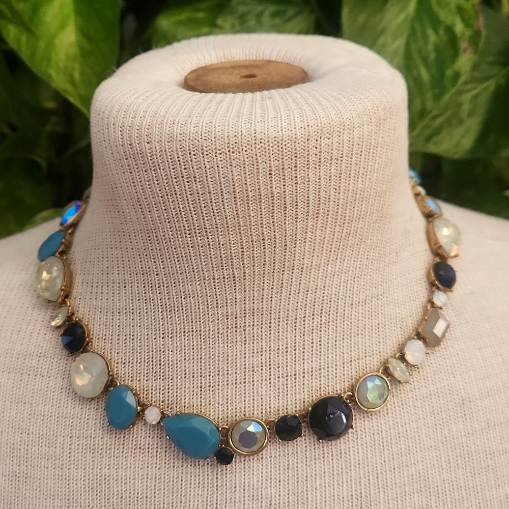 J. Crew Mixed Stone and Brulee-Style Statement Necklace 💙